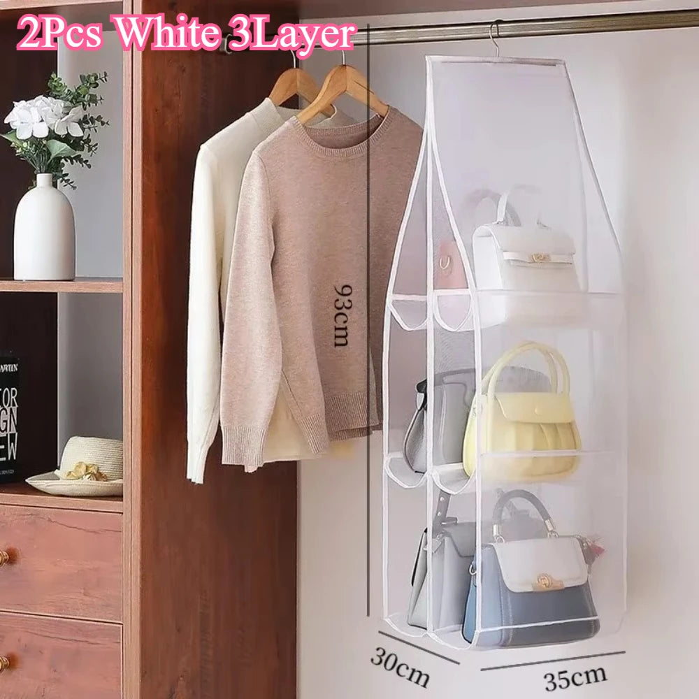 1/2Pcs Hanging Type Tote Bag Organizer Bags Eco-Friendly Dust-proof Three-dimensional Transparent Storage Organizer for Closet Econic Blanks